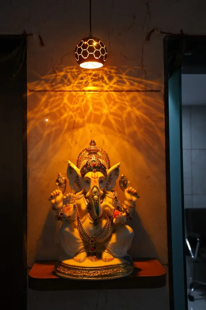 Decorative Ganesha idol corner at the hospital